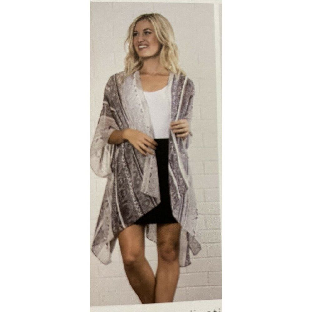 NWT Simply Noelle Women’s OS Sheer PAISLEY STRIPE COVERUP Beach Night Out Shawl